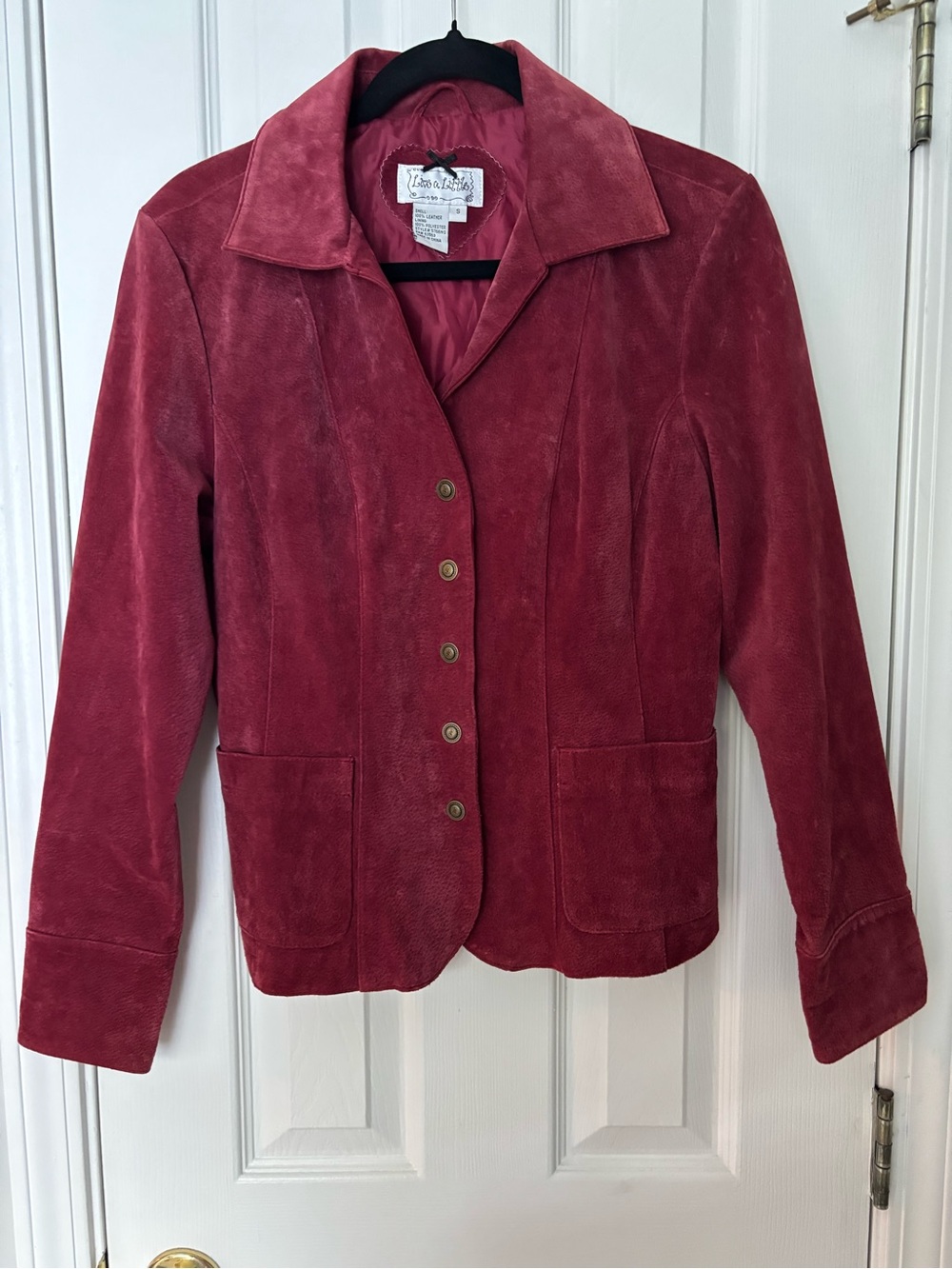 VINTAGE 90s/Y2K LIVE A LITTLE CRANBERRY SUEDE JACKET Size Small